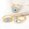 Women's Vintage Copper Open Ring With Heart Shaped Geometric Shell Eye And Zircon Electroplated Design
