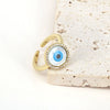 Women's Vintage Copper Open Ring With Heart Shaped Geometric Shell Eye And Zircon Electroplated Design