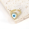 Women's Vintage Copper Open Ring With Heart Shaped Geometric Shell Eye And Zircon Electroplated Design