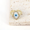 Women's Vintage Copper Open Ring With Heart Shaped Geometric Shell Eye And Zircon Electroplated Design