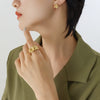 Women's Vintage Elegant Jewelry 316L Stainless Steel Embossed Bump Ring Earrings Electroplating