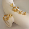 Women's Vintage Elegant Jewelry 316L Stainless Steel Embossed Bump Ring Earrings Electroplating