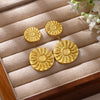 Women's Vintage Embossed Round Sunflower Drop Earrings Long Geometric Floral Design Goldplated Stainless Steel Faderesistant Wholesale Jewelry