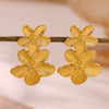 Women's Vintage Embossed Round Sunflower Drop Earrings Long Geometric Floral Design Goldplated Stainless Steel Faderesistant Wholesale Jewelry