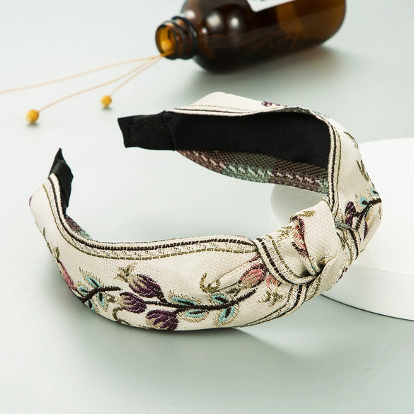 Women’s Vintage Embroidered Cloth Headband Handmade Elegant Minimal Hair Accessory