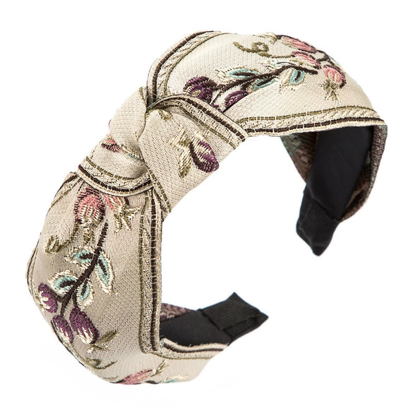 Women’s Vintage Embroidered Cloth Headband Handmade Elegant Minimal Hair Accessory