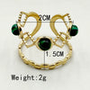Women's Vintage Emerald Turquoise Stainless Steel Open Ring With Electroplating