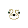 Women's Vintage Emerald Turquoise Stainless Steel Open Ring With Electroplating