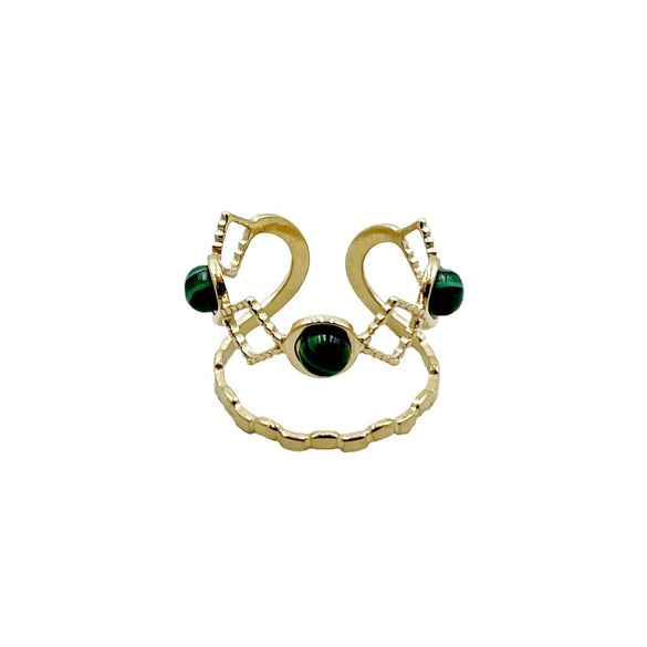 Women's Vintage Emerald Turquoise Stainless Steel Open Ring With Electroplating