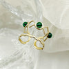 Women's Vintage Emerald Turquoise Stainless Steel Open Ring With Electroplating