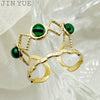 Women's Vintage Emerald Turquoise Stainless Steel Open Ring With Electroplating