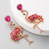 Women's Vintage Flamingo Earrings Creative Exaggerated Alloy Dangle Earrings With Rhinestone Inlay