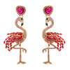 Women's Vintage Flamingo Earrings Creative Exaggerated Alloy Dangle Earrings With Rhinestone Inlay