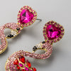 Women's Vintage Flamingo Earrings Creative Exaggerated Alloy Dangle Earrings With Rhinestone Inlay