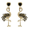 Women's Vintage Flamingo Earrings Creative Exaggerated Alloy Dangle Earrings With Rhinestone Inlay