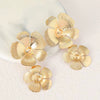 Women's Vintage Flower Statement Earrings With Large Petal Design Long Tassel Drops And Electroplated Iron Metal Finish