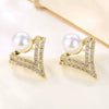 Women's Vintage Flower Zircon Earrings With Pearl Accent Electroplated Metal Exquisite Fashion Jewelry