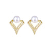 Women's Vintage Flower Zircon Earrings With Pearl Accent Electroplated Metal Exquisite Fashion Jewelry