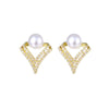 Women's Vintage Flower Zircon Earrings With Pearl Accent Electroplated Metal Exquisite Fashion Jewelry