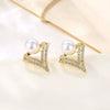 Women's Vintage Flower Zircon Earrings With Pearl Accent Electroplated Metal Exquisite Fashion Jewelry