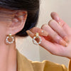 Women's Vintage French Style Geometric Alloy Pearl Earrings With Electroplating