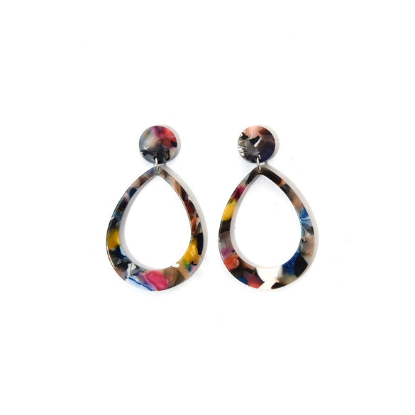 Women's Vintage Geometric Acrylic Hollow Water Drop Electroplated Earrings