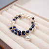 Women's Vintage Geometric Artificial Crystal And Pearl Kyanite Handmade Stitching Bracelet