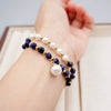 Women's Vintage Geometric Artificial Crystal And Pearl Kyanite Handmade Stitching Bracelet