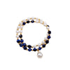 Women's Vintage Geometric Artificial Crystal And Pearl Kyanite Handmade Stitching Bracelet