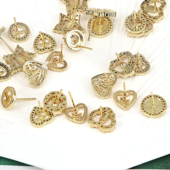 Women's Vintage Geometric Copper Earrings With Micro Pave Zircon Inlay Fashion Retro Statement Jewelry