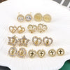 Women's Vintage Geometric Copper Earrings With Micro Pave Zircon Inlay Fashion Retro Statement Jewelry