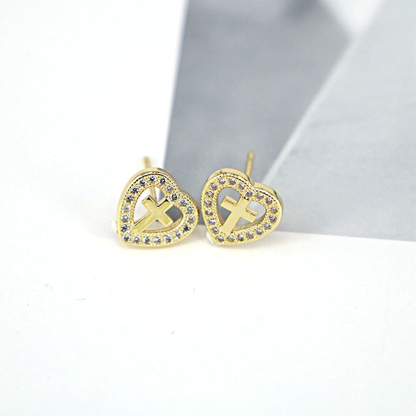 Women's Vintage Geometric Copper Earrings With Micro Pave Zircon Inlay Fashion Retro Statement Jewelry