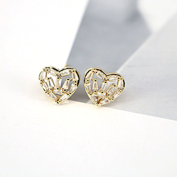 Women's Vintage Geometric Copper Earrings With Micro Pave Zircon Inlay Fashion Retro Statement Jewelry