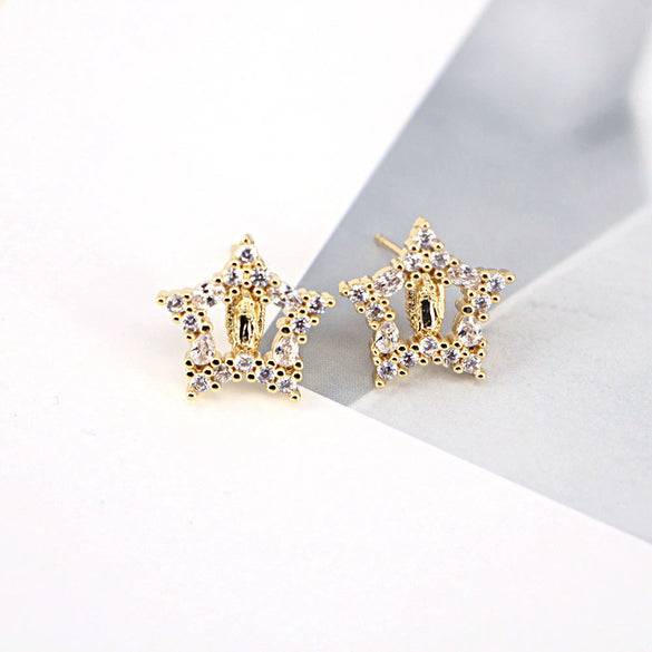 Women's Vintage Geometric Copper Earrings With Micro Pave Zircon Inlay Fashion Retro Statement Jewelry