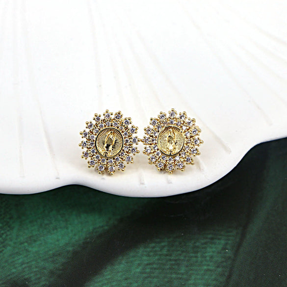 Women's Vintage Geometric Copper Earrings With Micro Pave Zircon Inlay Fashion Retro Statement Jewelry