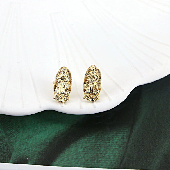 Women's Vintage Geometric Copper Earrings With Micro Pave Zircon Inlay Fashion Retro Statement Jewelry