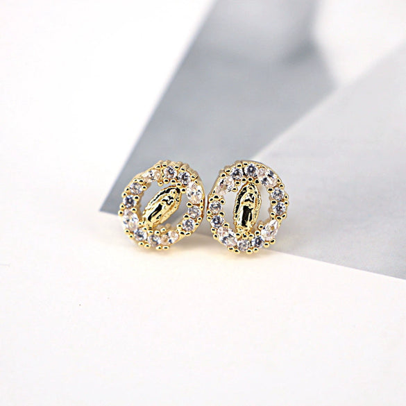 Women's Vintage Geometric Copper Earrings With Micro Pave Zircon Inlay Fashion Retro Statement Jewelry