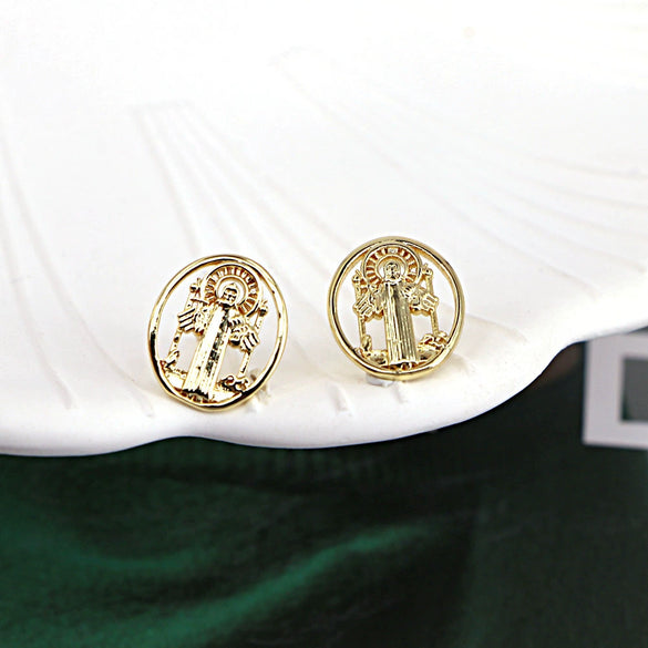 Women's Vintage Geometric Copper Earrings With Micro Pave Zircon Inlay Fashion Retro Statement Jewelry