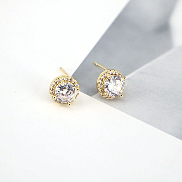 Women's Vintage Geometric Copper Earrings With Micro Pave Zircon Inlay Fashion Retro Statement Jewelry
