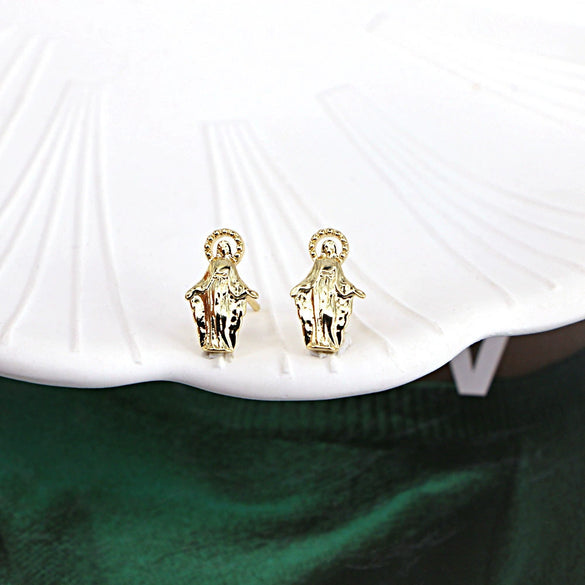 Women's Vintage Geometric Copper Earrings With Micro Pave Zircon Inlay Fashion Retro Statement Jewelry