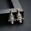 Women's Vintage Geometric Copper Earrings With Zircon Accents And Electroplated Finish