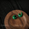 Women's Vintage Geometric Resin U Shaped Water Drop Earrings Handmade Green Dangle Earrings