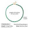 Women's Vintage Geometric Stainless Steel Bead Bracelet And Necklace Set With Green Bamboo Beads Natural Stone Accents And Pvd Gold Plating