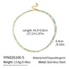Women's Vintage Geometric Stainless Steel Bead Bracelet And Necklace Set With Green Bamboo Beads Natural Stone Accents And Pvd Gold Plating