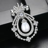Women's Vintage Geometric Water Drop Pearl Brooch With Zircon Inlay Electroplated Copper Pin For Clothing Accessories