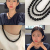 Women's Vintage Glass Glaze Geometric Pearl Chain Necklace With Electroplating