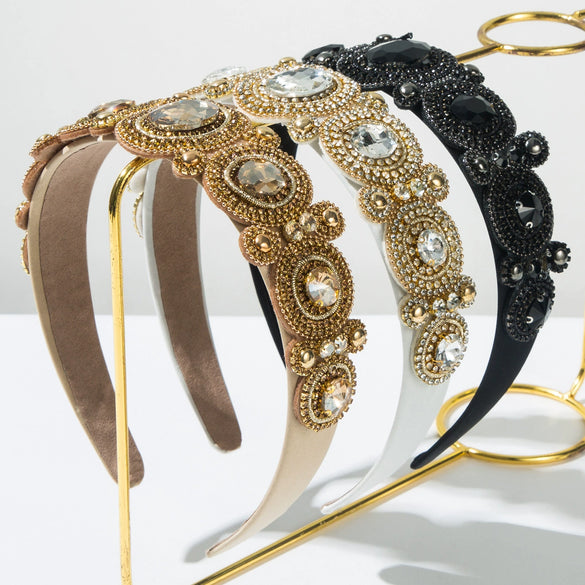Women's Vintage Hair Hoop With Glass Drill And Diamond Design