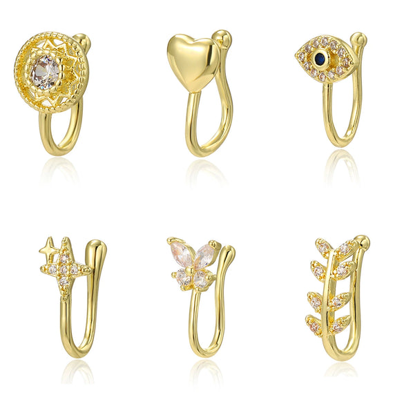 Women's Vintage Handmade Copper Ushaped Geometric Nonperforated Earrings With Electroplating