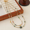 Women's Vintage Handmade Natural Stone Beaded Necklace With Czech Beads Tiger Eye Stone Spotted Stone Copper Geometric Pattern