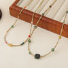 Women's Vintage Handmade Natural Stone Beaded Necklace With Czech Beads Tiger Eye Stone Spotted Stone Copper Geometric Pattern